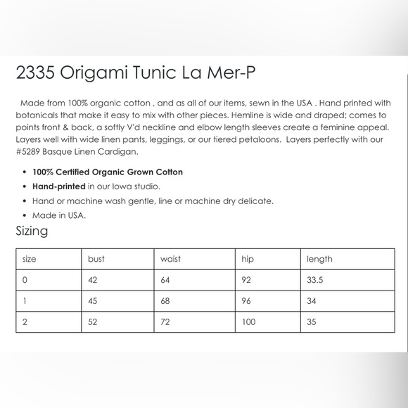 Blue Fish Origami Tunic La Mer - NWT! - Picture 2 of 6